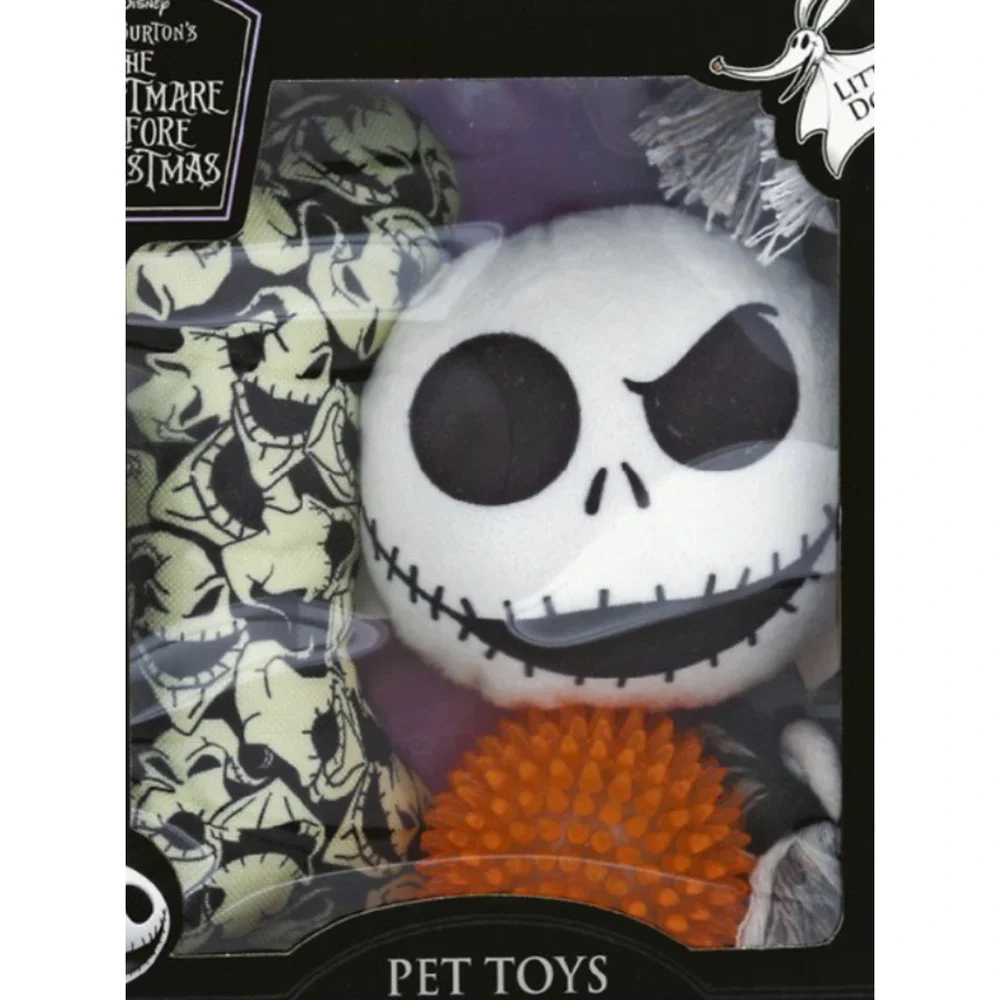 Disney Nightmare Before Christmas Pet Toy Gift Set 4pc 2 Plush 1 Ball 1 Rope NEW